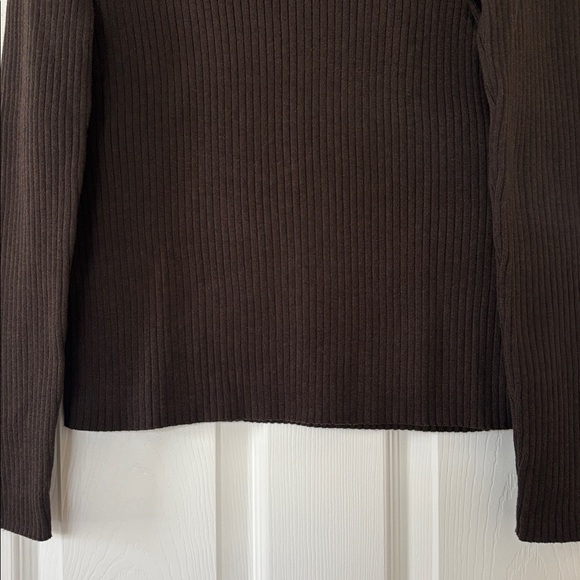 The Limited Ribbed Dark Brown Turtleneck Sweater- 100% Cotton - Picture 8 of 15